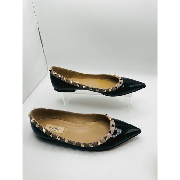 Valentino Garavani Black Patent Rockstud Ballet Flats size 38 - Picture 13 of 13